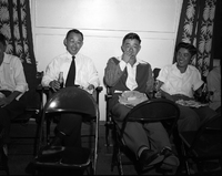 Chicago Buddhist Church (Bay Party), September 1948, Item 1: From left: Rev. Kubose, Unknown, Eddie Nozawa