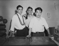 Chicago Buddhist Church (Carnival), January 4-5, 1948, Item 3: Left to right: Tomochi Tsuruda, Unknown, Isamu Kuse