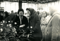 Issei Social Program, Item 16, front: Issei visit flower show at McCormick Place