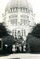 Issei Social Program, Item 72, front: Issei tour Bahai House of Worship and grounds, Wilmette, Illinois