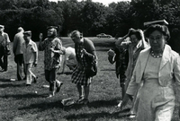 Annual [Community] Picnic and Workshop [Senior Work Center], Item 4, front: Issei participate in challenging race